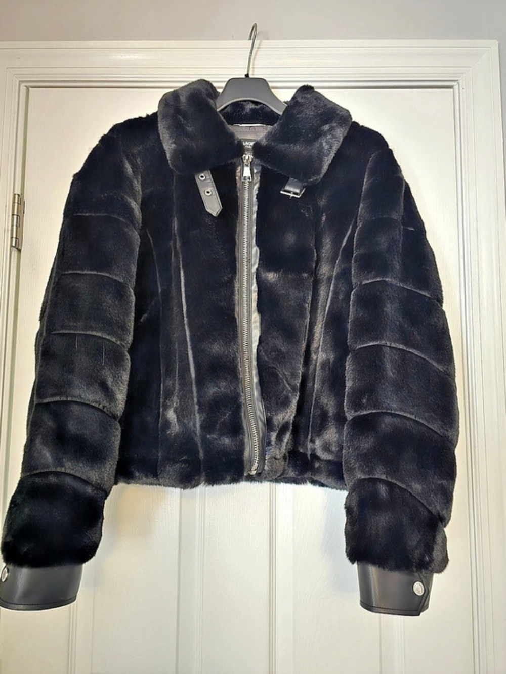 KARL LAGERFELD Black Faux Fur Puffer Jacket Like New